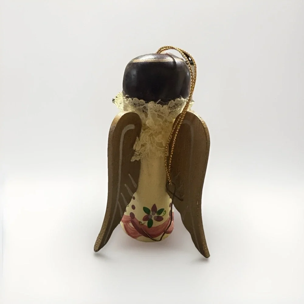 Folk Wooden Angel Ornament